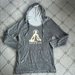 Gray Hooded Sweatshirt with Zen Dog Design